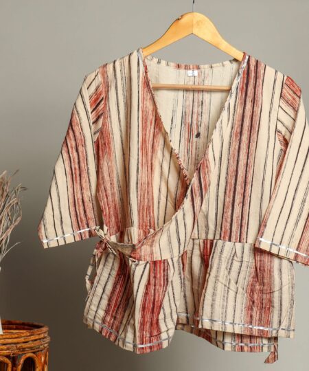 Handmade Block Print Cotton for Women ? Ethnic Floral Printed Top with Long Sleeves